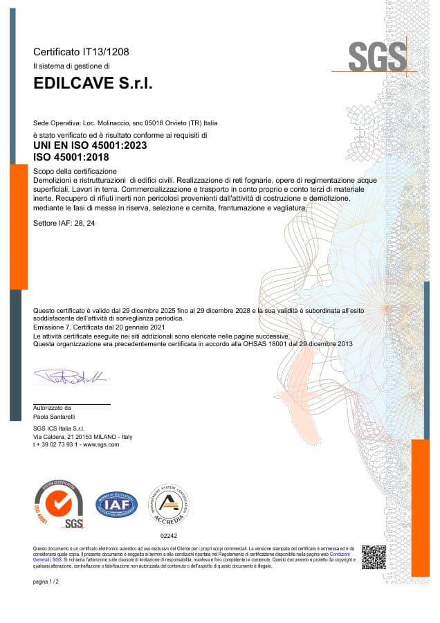 Anteprima di ISO 45001 — Sicurezza rilasciato da SGS Italia S.p.A. · IT13/1208