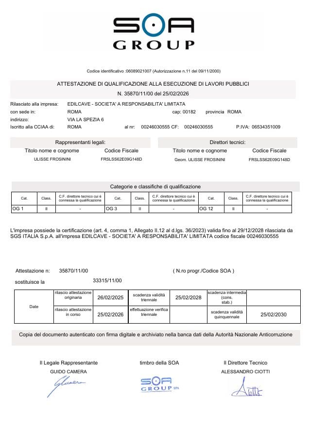 Anteprima di Attestazione SOA rilasciato da SOA GROUP S.p.A. · n. 35870/11/00